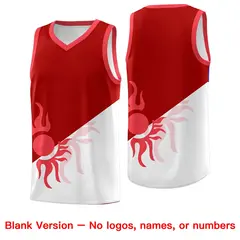 Red White Sunburst Two Tone Basketball Jersey 2