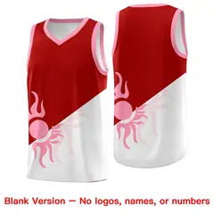 Red White Sunburst Two Tone Team Basketball Jersey 2