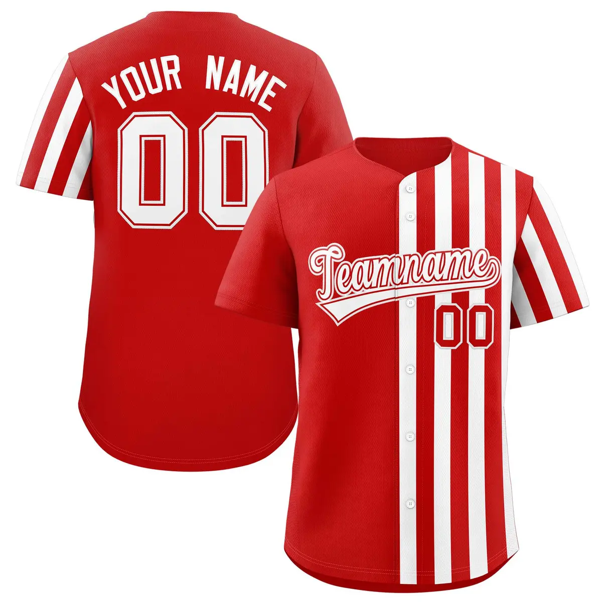 Red White Thick Stripe Authentic Baseball Jersey