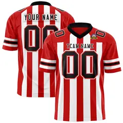 Red White Thick Stripe Authentic Football Jersey