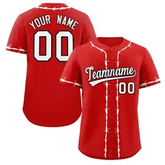 Red White Thorns Ribbed Classic Authentic Baseball Jersey