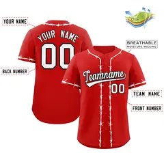 Red White Thorns Ribbed Classic Authentic Baseball Jersey 2