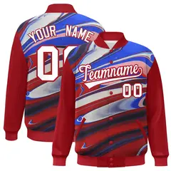 Red White Tie Dye Graffiti Varsity Letterman Jacket 1
