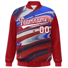 Red White Tie Dye Graffiti Varsity Letterman Jacket 3