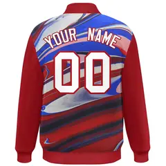 Red White Tie Dye Graffiti Varsity Letterman Jacket 4