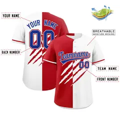 Red White Tiger Claw Scratch Split Pattern Baseball Jersey 2