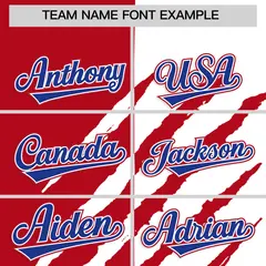 Red White Tiger Claw Scratch Split Pattern Baseball Jersey 3