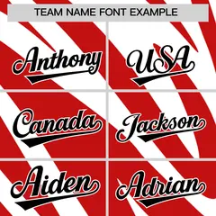 Red White Tiger Stripe Gradient Animal Print Baseball Jersey 3
