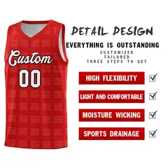 Red White Trailblazer Dot Pattern Basketball Jersey 2