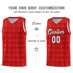 Red White Trailblazer Dot Pattern Basketball Jersey 3