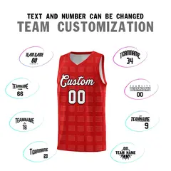 Red White Trailblazer Dot Pattern Basketball Jersey 4