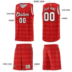 Red White Trailblazer Dot Pattern Basketball Jersey 5