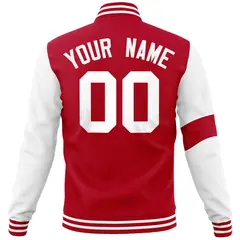 Red White Two Tone Split Letterman Varsity Jacket 6