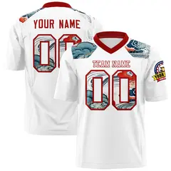 Red White Ukiyo-e Auspicious Clouds Graffiti Football Jersey 1