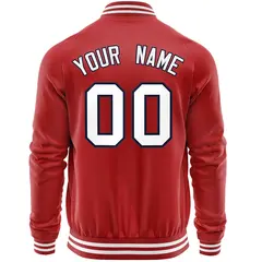Red White Varsity Full-Zip Letterman Baseball Jacket 6