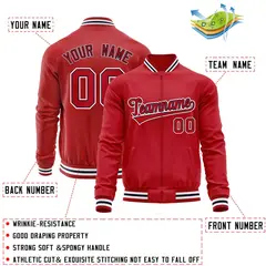Red White Varsity Full-Zip Letterman Baseball Jacket 4