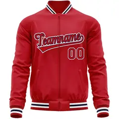 Red White Varsity Full-Zip Letterman Baseball Jacket 5