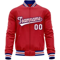 Red White Varsity Full-Zip Letterman Baseball Jacket 5