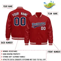 Red White Varsity Jacket with Leather Sleeves Wrinkle-Resistant 2