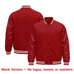 Red White Varsity Jacket with Leather Sleeves Wrinkle-Resistant 6