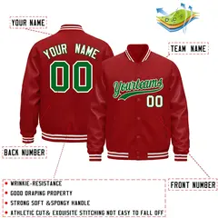 Red White Varsity Jacket with Leather Sleeves Wrinkle-Resistant 2