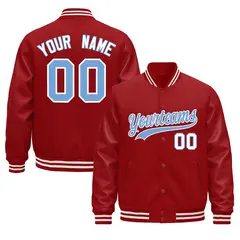 Red White Varsity Jacket with Leather Sleeves Wrinkle-Resistant