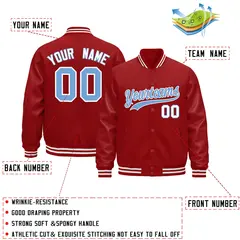 Red White Varsity Jacket with Leather Sleeves Wrinkle-Resistant 2