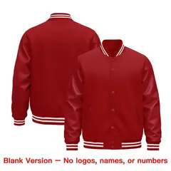 Red White Varsity Jacket with Leather Sleeves Wrinkle-Resistant 6