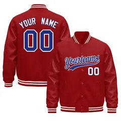Red White Varsity Jacket with Leather Sleeves Wrinkle-Resistant