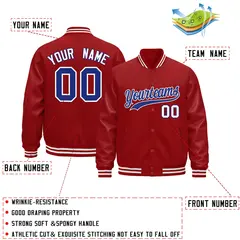 Red White Varsity Jacket with Leather Sleeves Wrinkle-Resistant 2