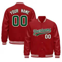 Red White Varsity Jacket with Leather Sleeves Wrinkle-Resistant