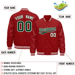 Red White Varsity Jacket with Leather Sleeves Wrinkle-Resistant 2