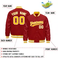 Red White Varsity Jacket with Leather Sleeves Wrinkle-Resistant 2