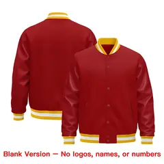 Red White Varsity Jacket with Leather Sleeves Wrinkle-Resistant 6