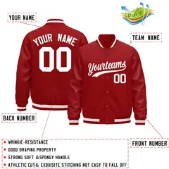 Red White Varsity Jacket with Leather Sleeves Wrinkle-Resistant 2