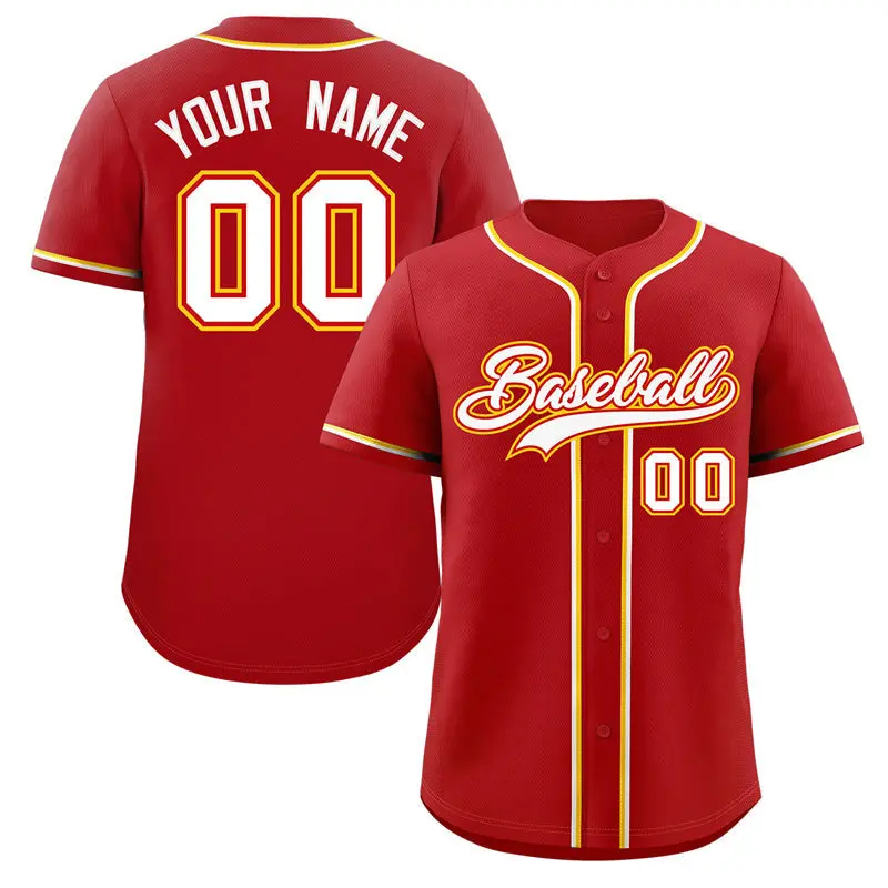 Red White Yellow Classic Authentic Baseball Jersey