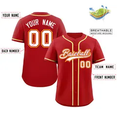 Red White Yellow Classic Authentic Baseball Jersey 2