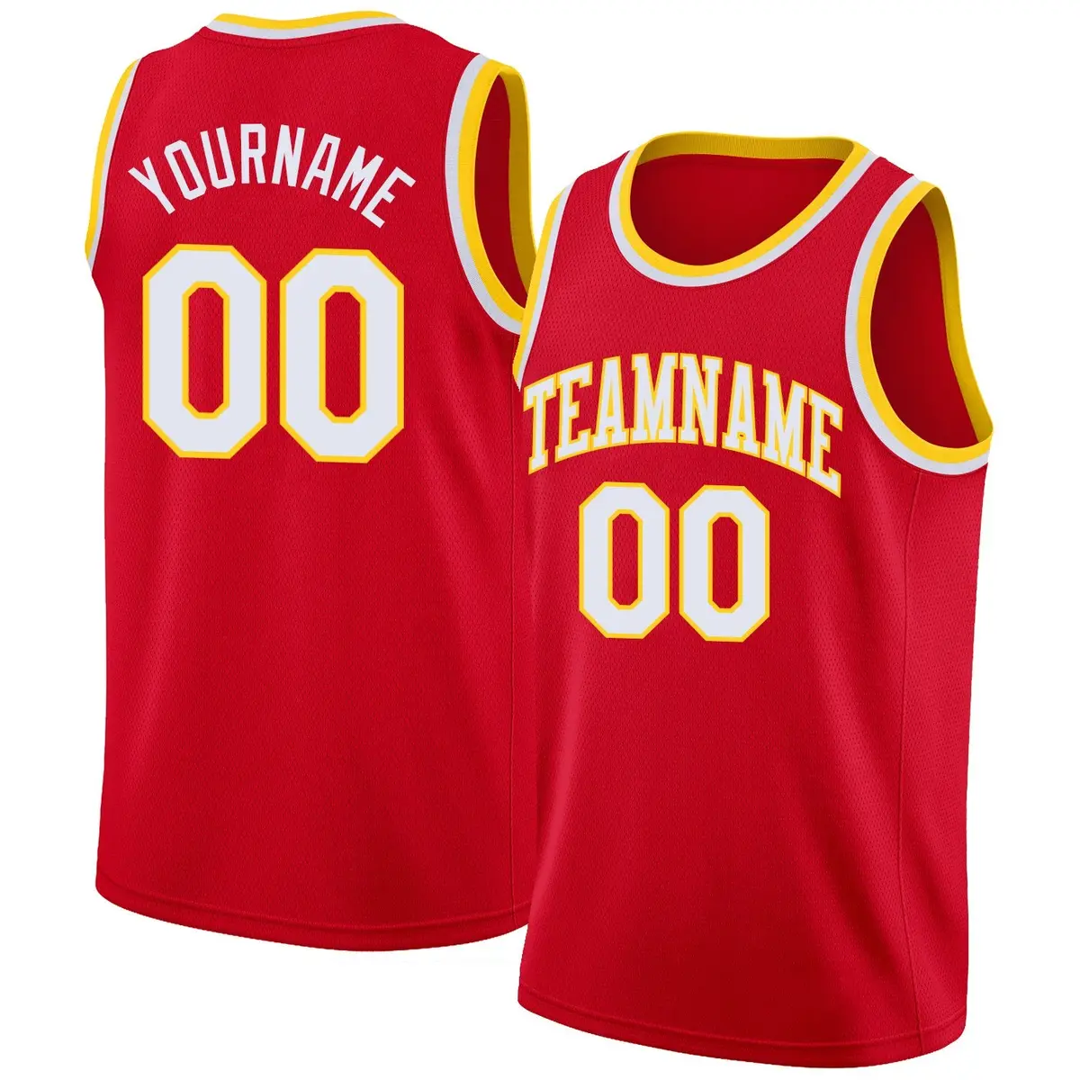 Red White-Yellow Classic Men/Boy Athletic Basketball Jersey