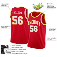 Red White-Yellow Classic Men/Boy Athletic Basketball Jersey 2
