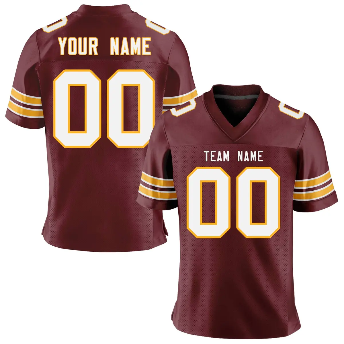 Red White-Yellow Classic Mesh Authentic Football Jersey
