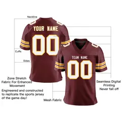 Red White-Yellow Classic Mesh Authentic Football Jersey 2