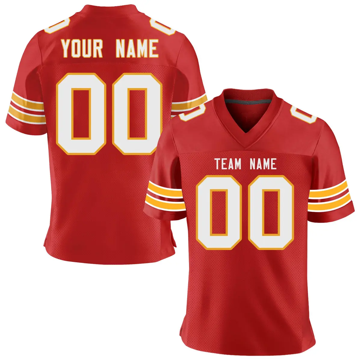 Red White-Yellow Classic Mesh Authentic Football Jersey