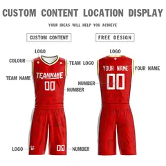 Red White-Yellow Double Side Sets Basketball Jersey 4
