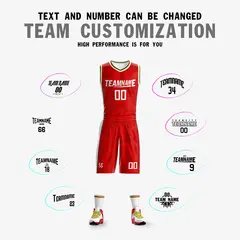 Red White-Yellow Double Side Sets Basketball Jersey 5
