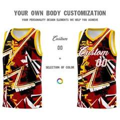 Red Yellow Abstract Graffiti Wrinkle-Resistant Basketball Jersey 3