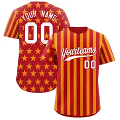Red Yellow American Flag Graffiti Baseball Jersey 1
