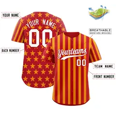 Red Yellow American Flag Graffiti Baseball Jersey 2