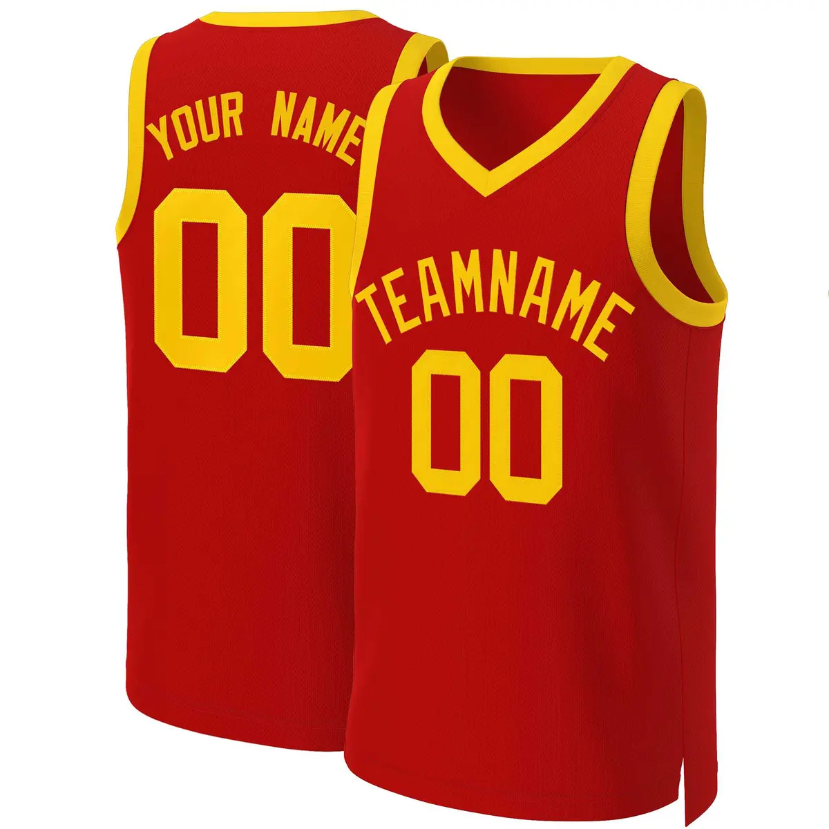 Red Yellow Classic Basketball Jersey