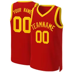 Red Yellow Classic Basketball Jersey 1