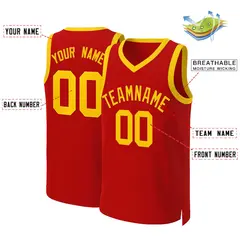 Red Yellow Classic Basketball Jersey 2